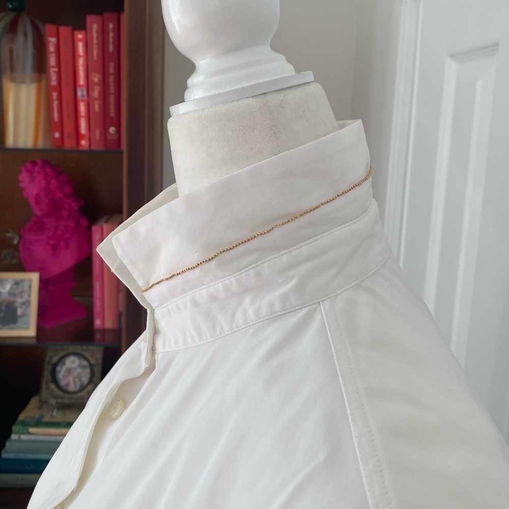 Brunello Cucinelli- white Button Down With High Collar and Gold Trim - Picture 4 of 11
